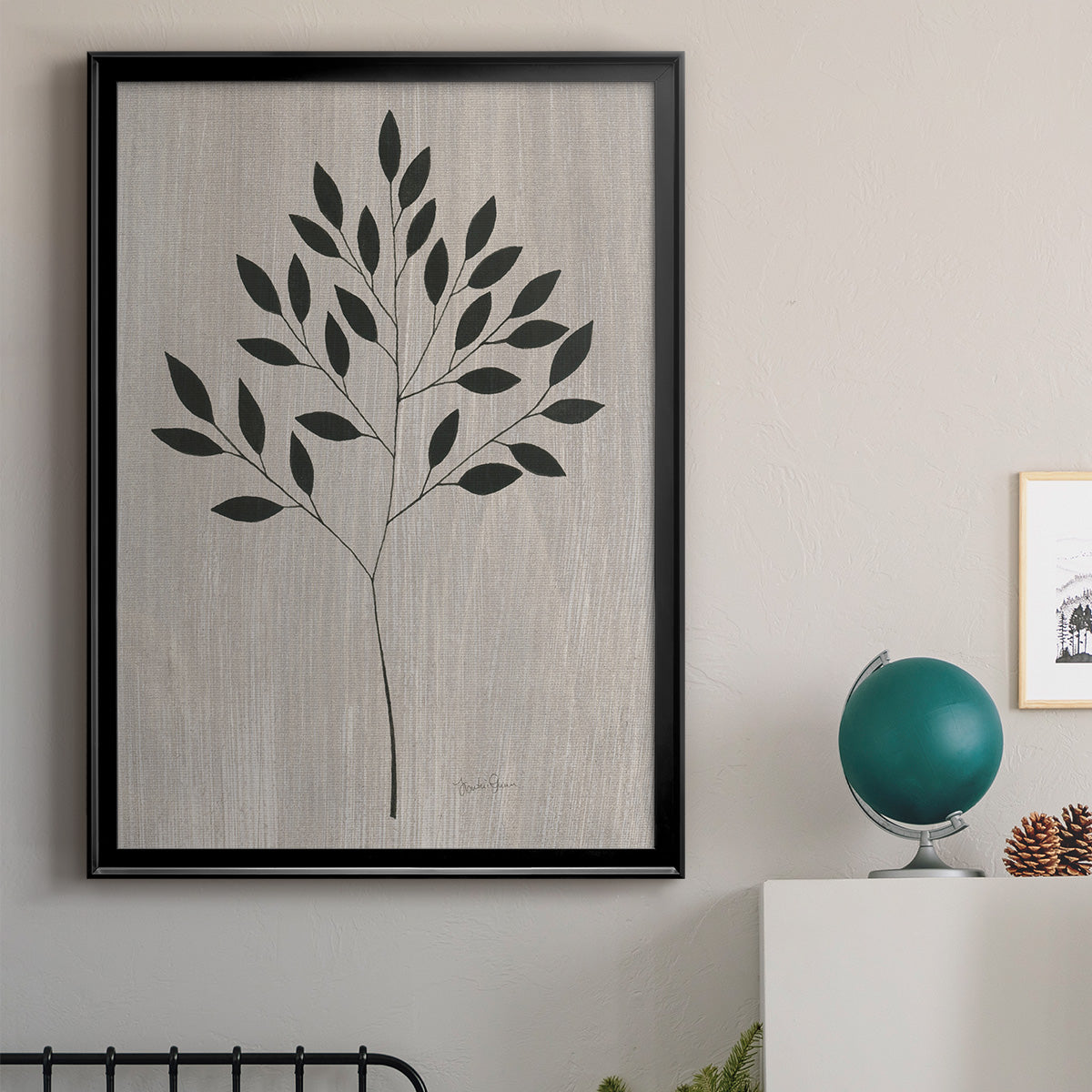 Leaves and Wood I - Modern Framed Canvas Print