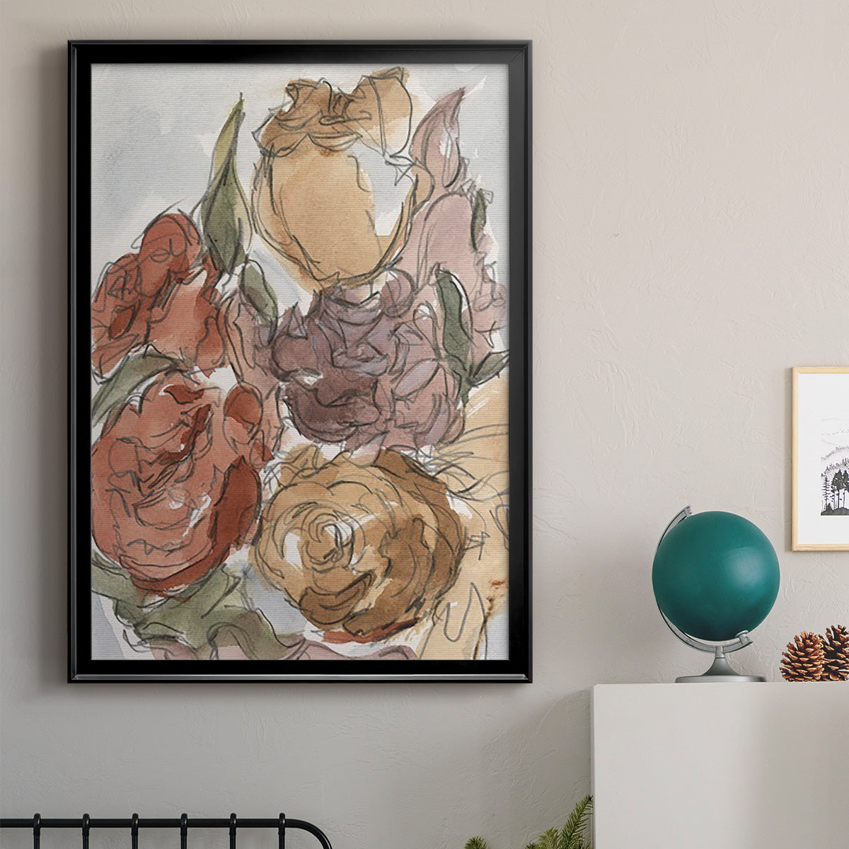 Cropped Floral Arrangement II - Modern Framed Canvas Print