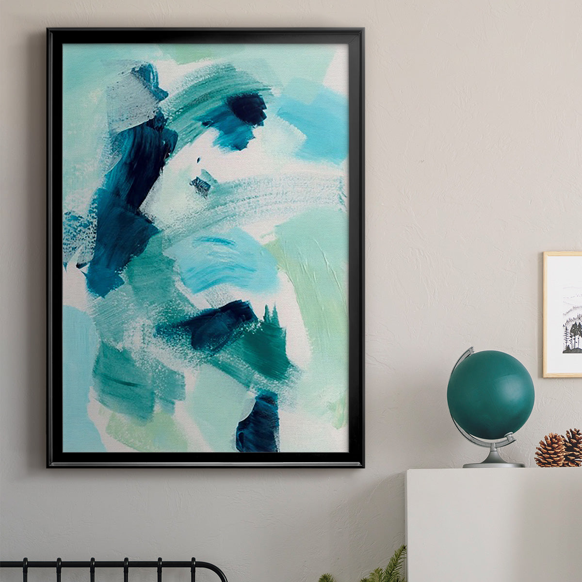 Teal Composition I - Modern Framed Canvas Print