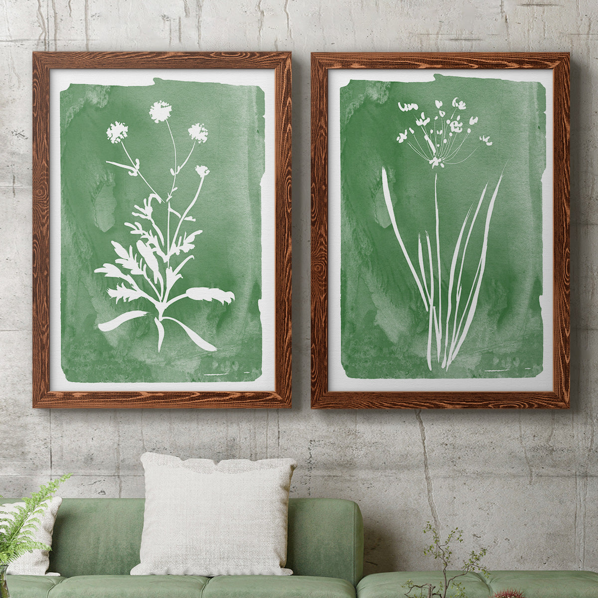 Green Botanical I - Premium Framed Canvas 2 Piece Set - Ready to Hang