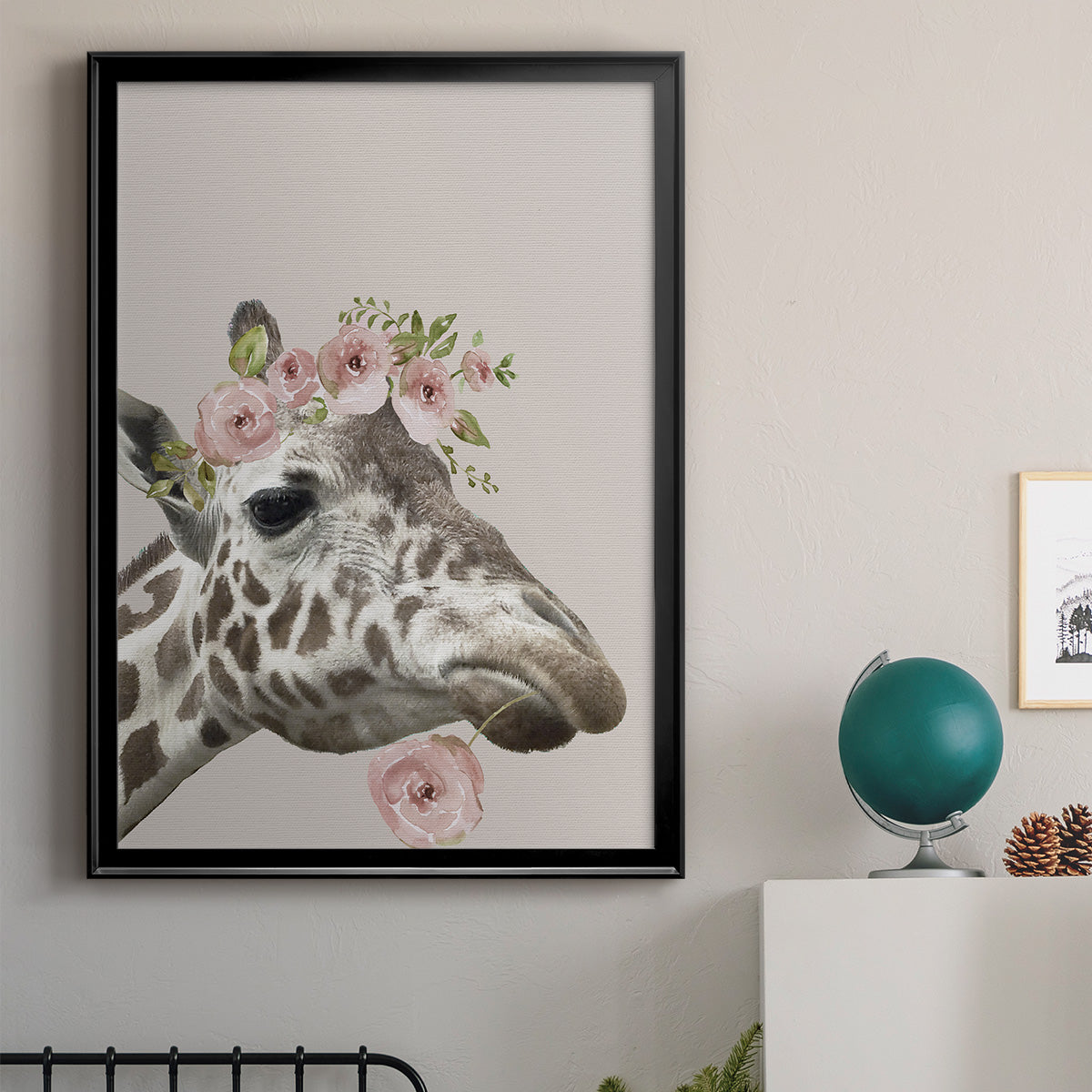 Peek A Boo Giraffe II - Modern Framed Canvas Print