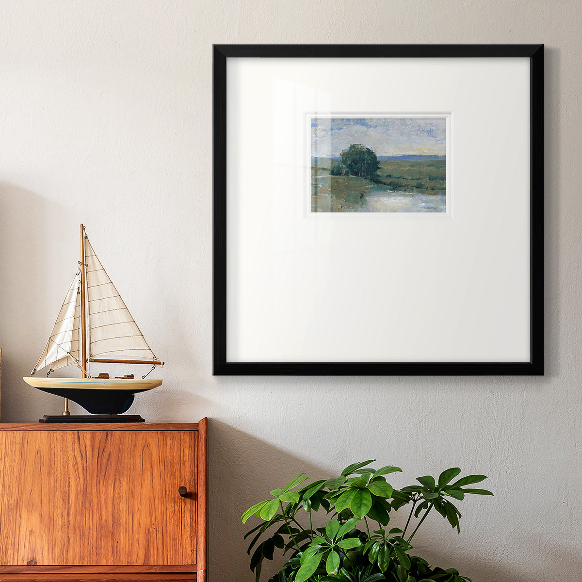 Riverbank Impression I Premium Framed Print Double Matboard