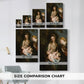 Size comparison chart for canvas art prints, showing multiple size options.