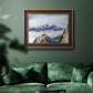Impressionist alpine mountain landscape by John Singer Sargent in an ornate bronzed mahogany wood frame displayed in a dark-toned interior setting.