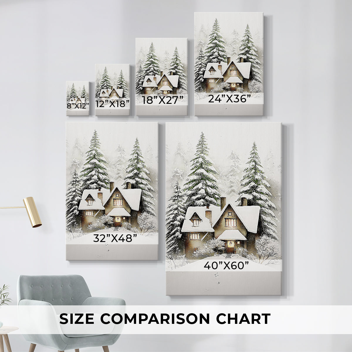 Cottage of Frostlit Whisper - Canvas Art Print