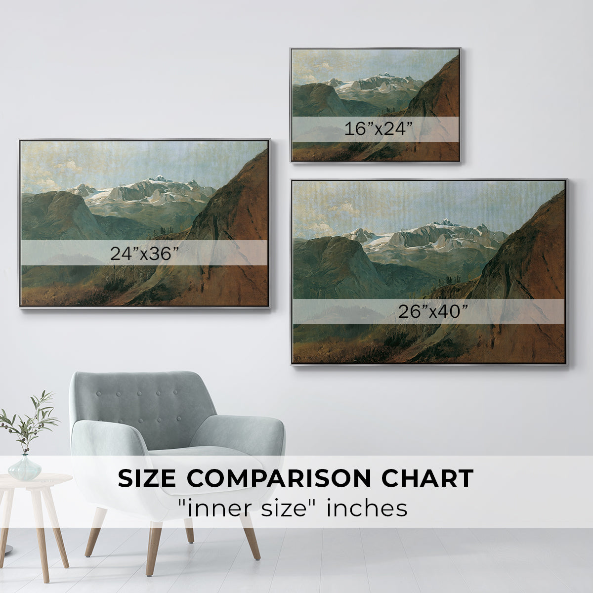 The Dachstein from the Plassen near Hallstatt, 1827 - Floater Framed Canvas Print