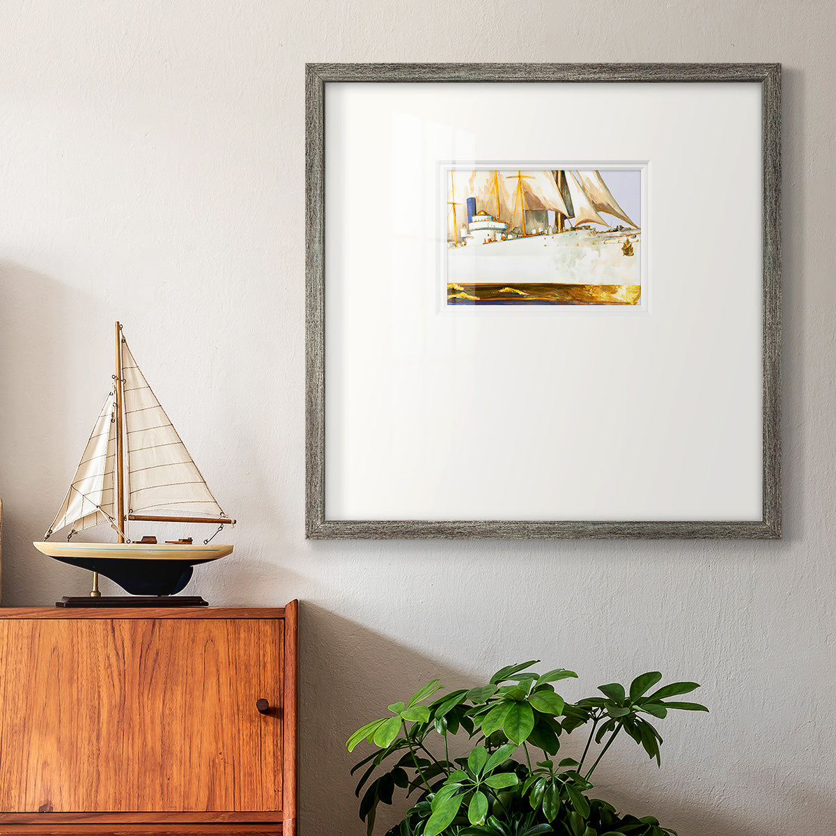 Golden Steam Ship II Premium Framed Print Double Matboard