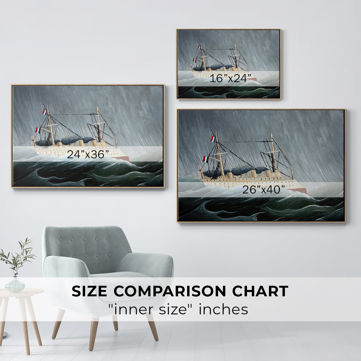 A Ship in the Storm, c. 1899 - Floater Framed Canvas Print