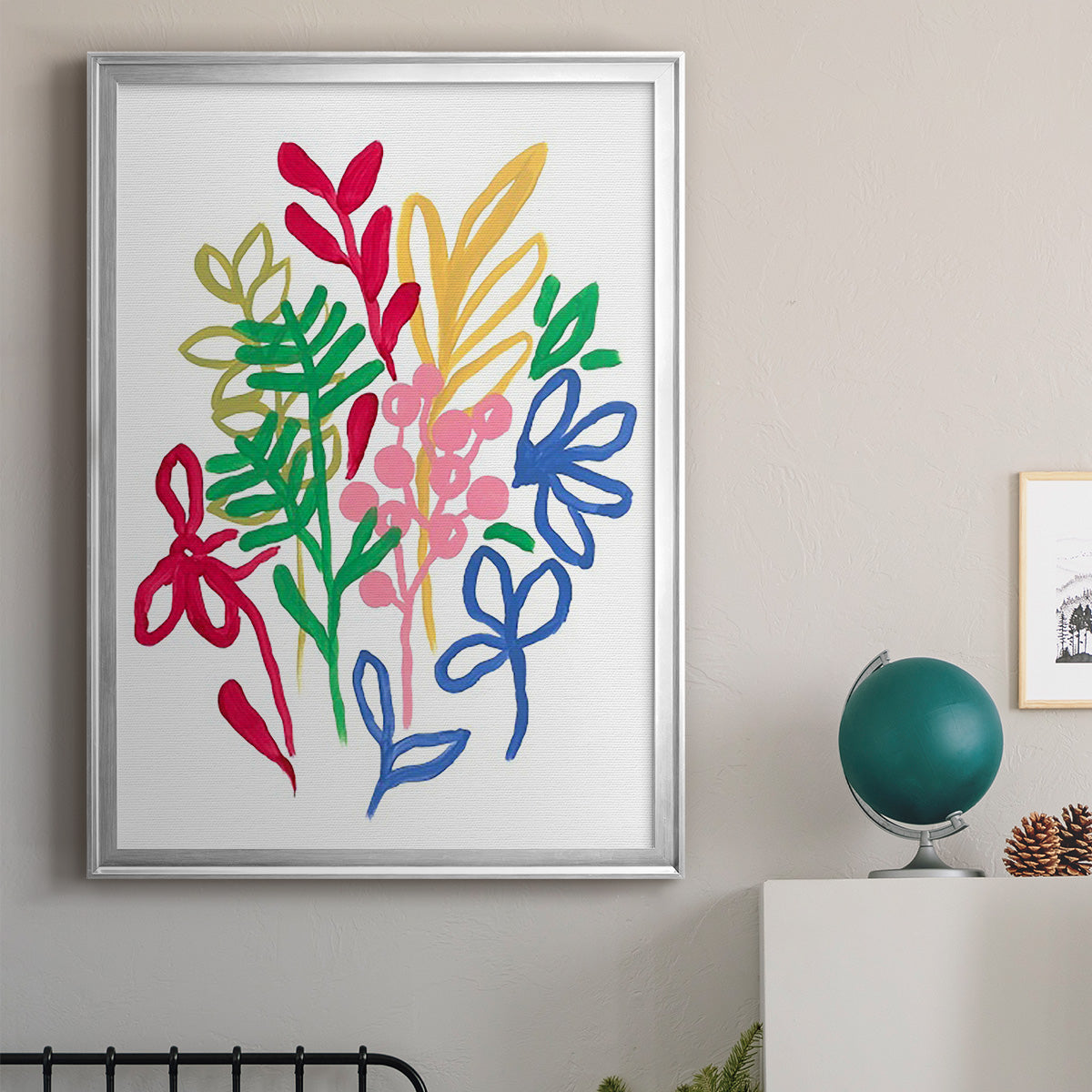 Bold Brushstroke Blooms II - Modern Framed Canvas Print