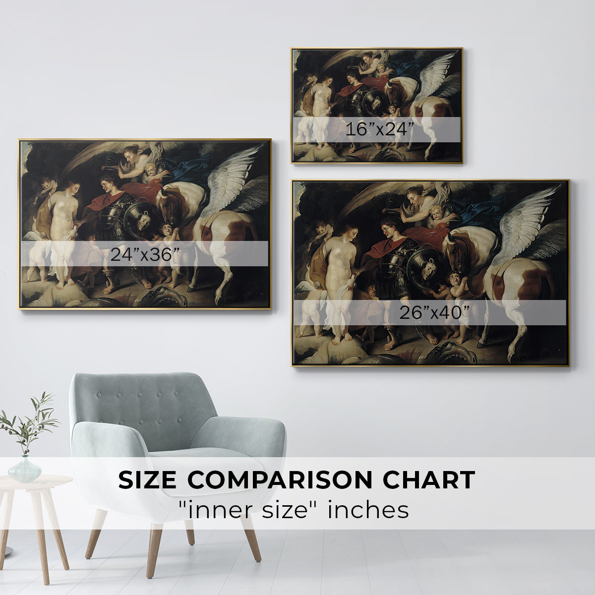 Perseus and Andromeda, c. 1620 - Floater Framed Canvas Print