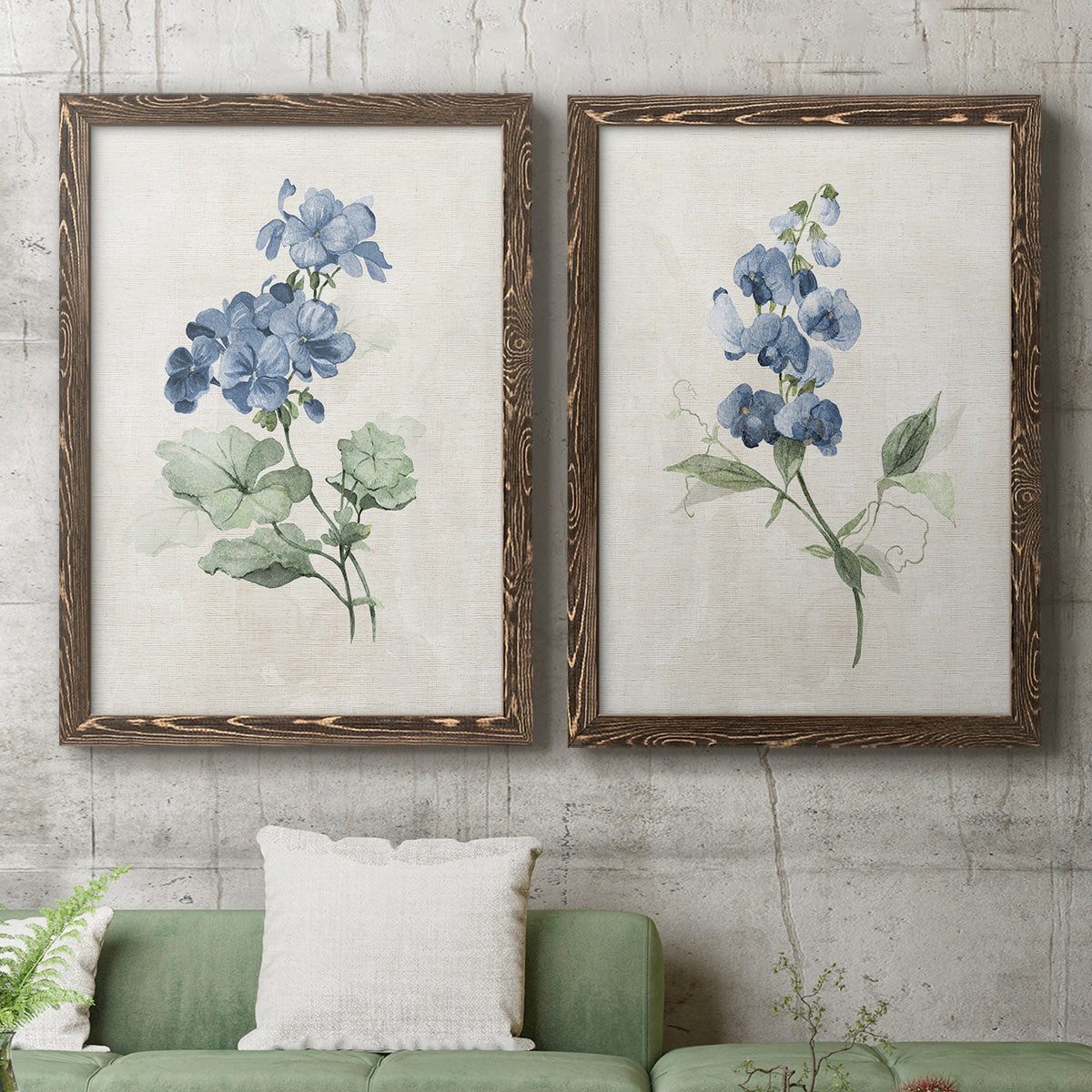 Farmhouse Periwinkle I   - Premium Framed Canvas 2 Piece Set - Ready to Hang