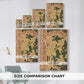 Size comparison chart for canvas art prints, showing multiple size options.