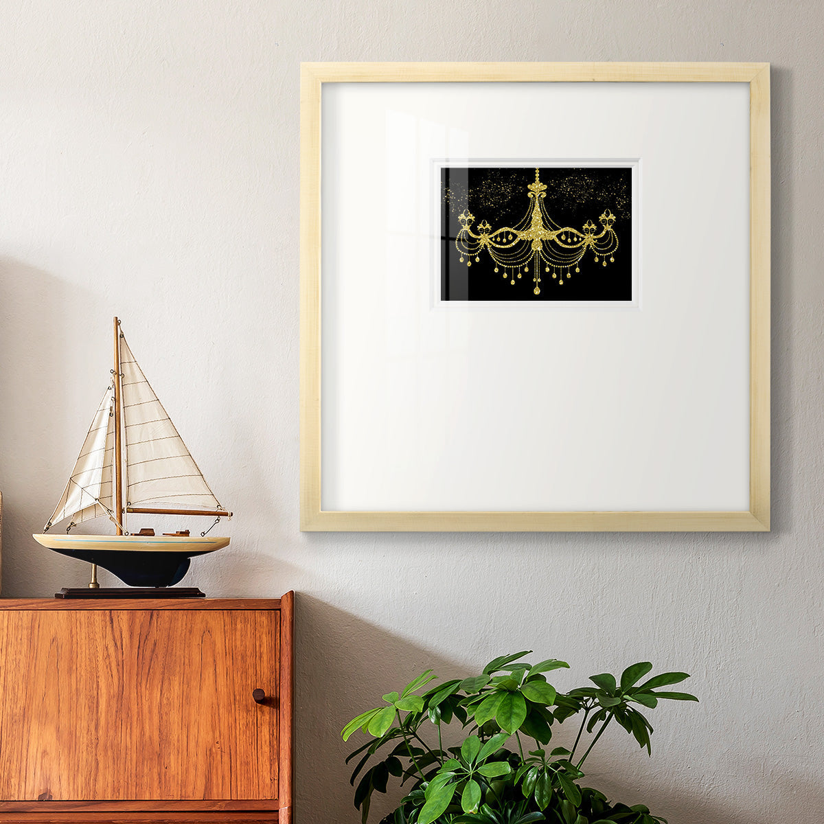 Golden Chandelier Premium Framed Print Double Matboard