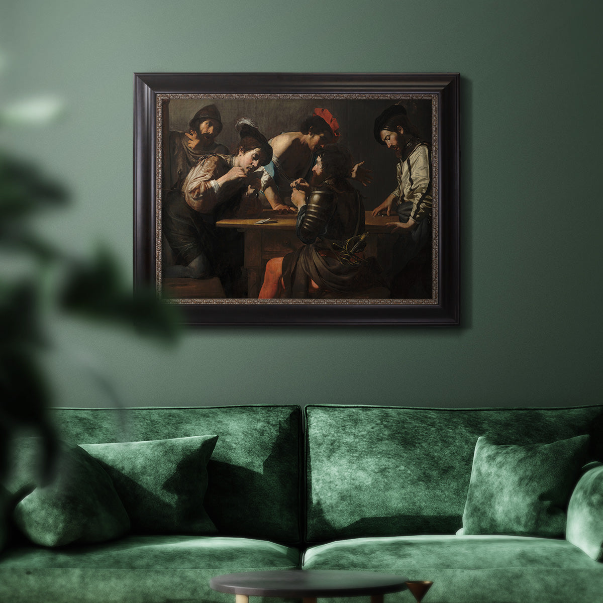 Soldiers Playing Cards and Dice (The Cheats) - Ornate Framed Canvas Print