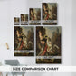 Size comparison chart for canvas art prints, showing multiple size options.