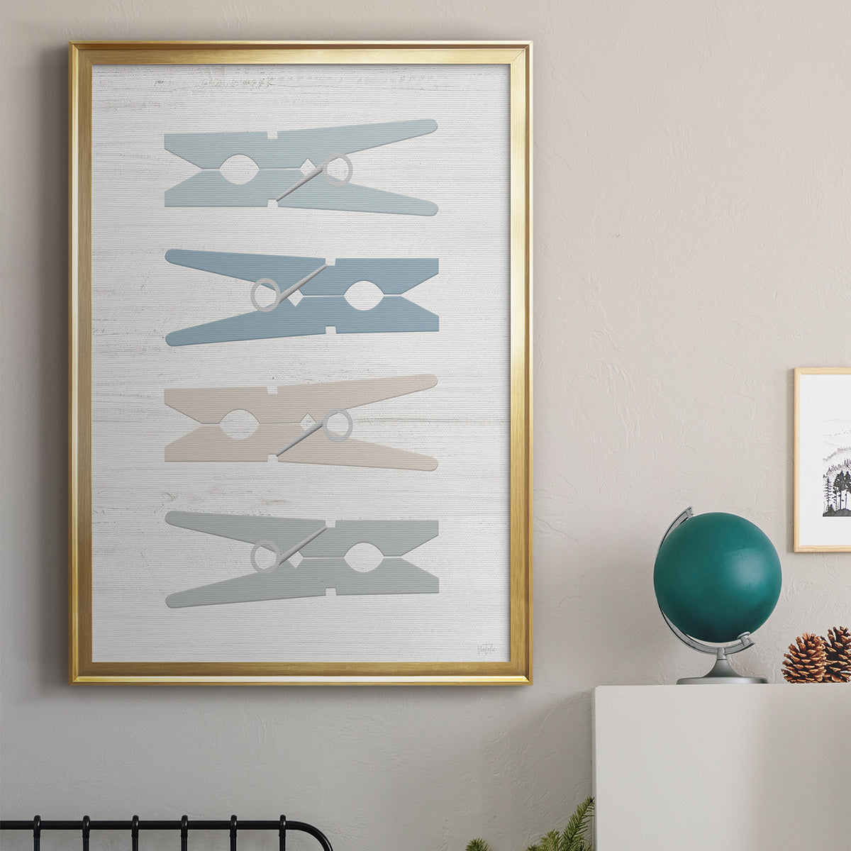 Laundry Pins - Modern Framed Canvas Print