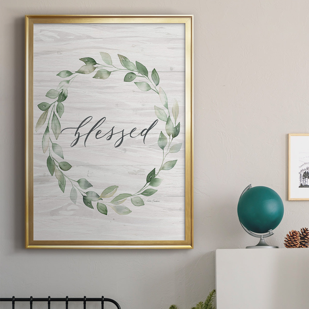 Blessed Wreath - Modern Framed Canvas Print