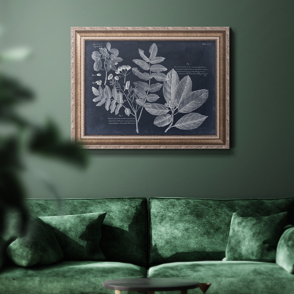 Foliage on Navy V Premium Framed Canvas- Ready to Hang