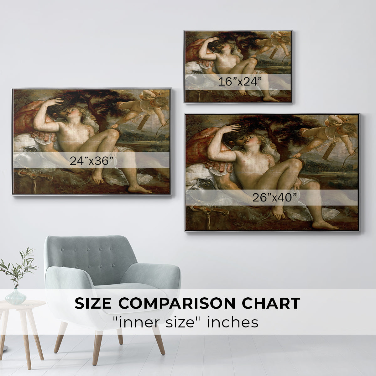 Mars, Venus and Cupid, c. 1530 - Floater Framed Canvas Print