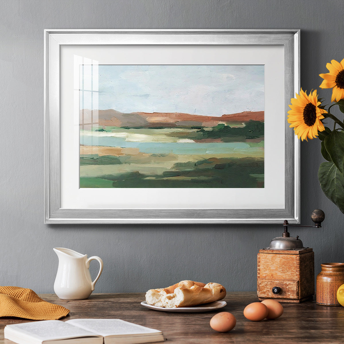 Autumn River Crossing I - Modern Framed Art Print