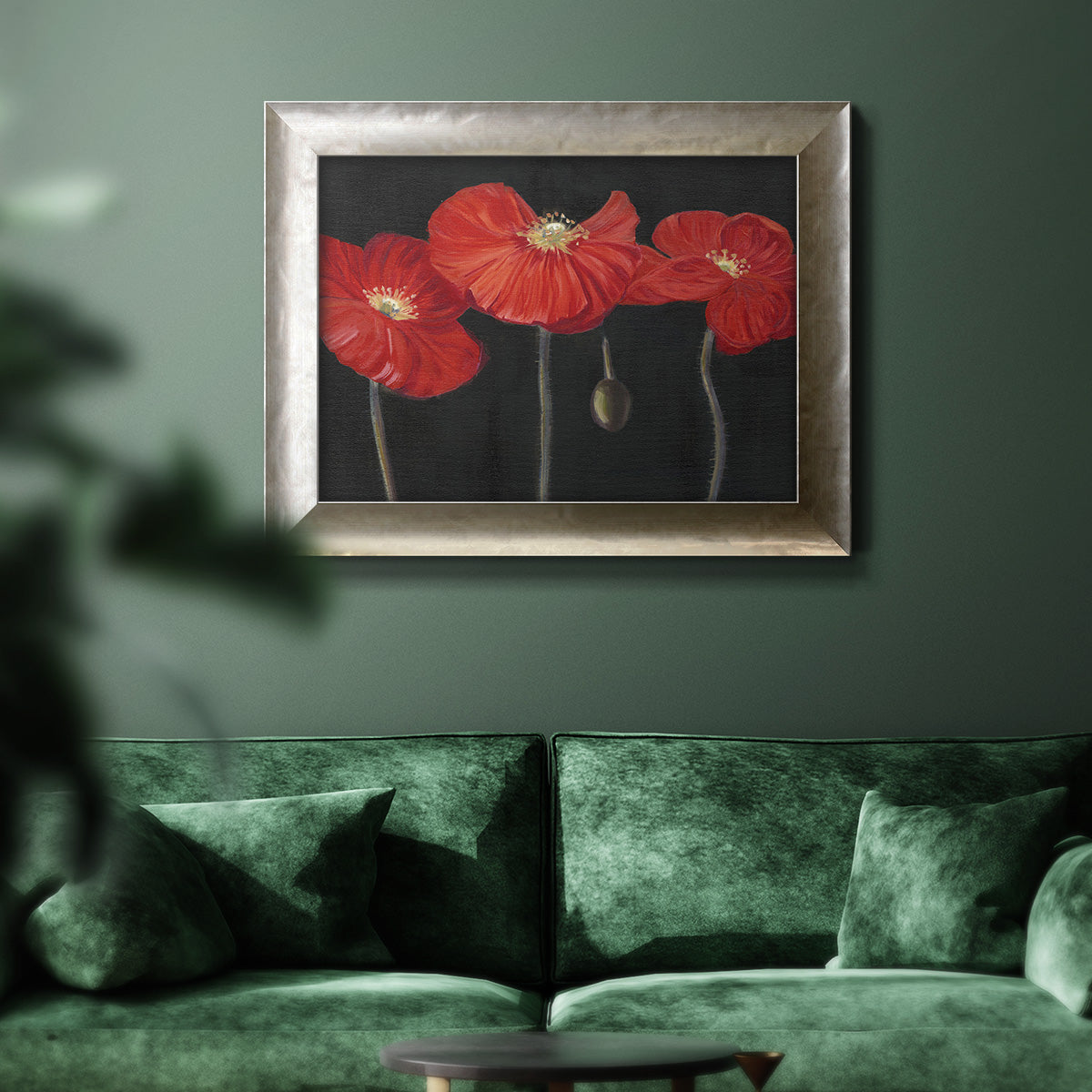 Poppy Trio I Premium Framed Canvas- Ready to Hang