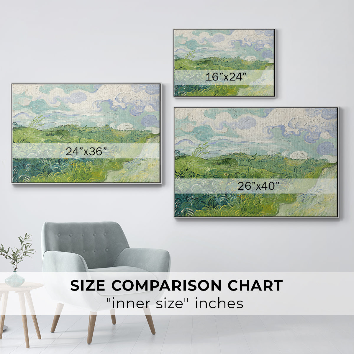 Green Wheat Field, Auvers, 1890 - Floater Framed Canvas Print