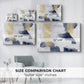 Abstract art featuring blue and gold shapes on a light background in a modern design