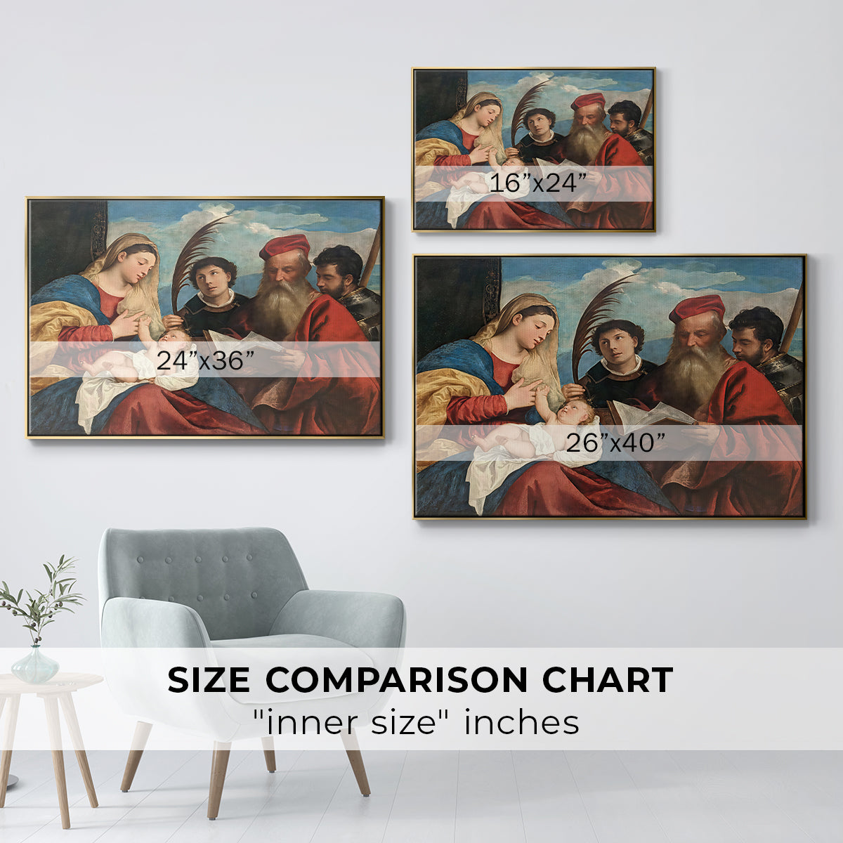Mary and Child with Saints Stephen, Jerome and Maurice, c. 1510 - Floater Framed Canvas Print