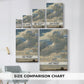 Size comparison chart for canvas art prints, showing multiple size options.