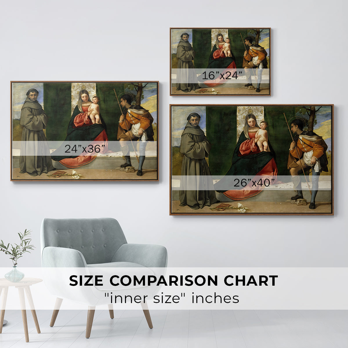 Madonna and Child with Saints Anthony of Padua and Roch, c. 1510 - Floater Framed Canvas Print