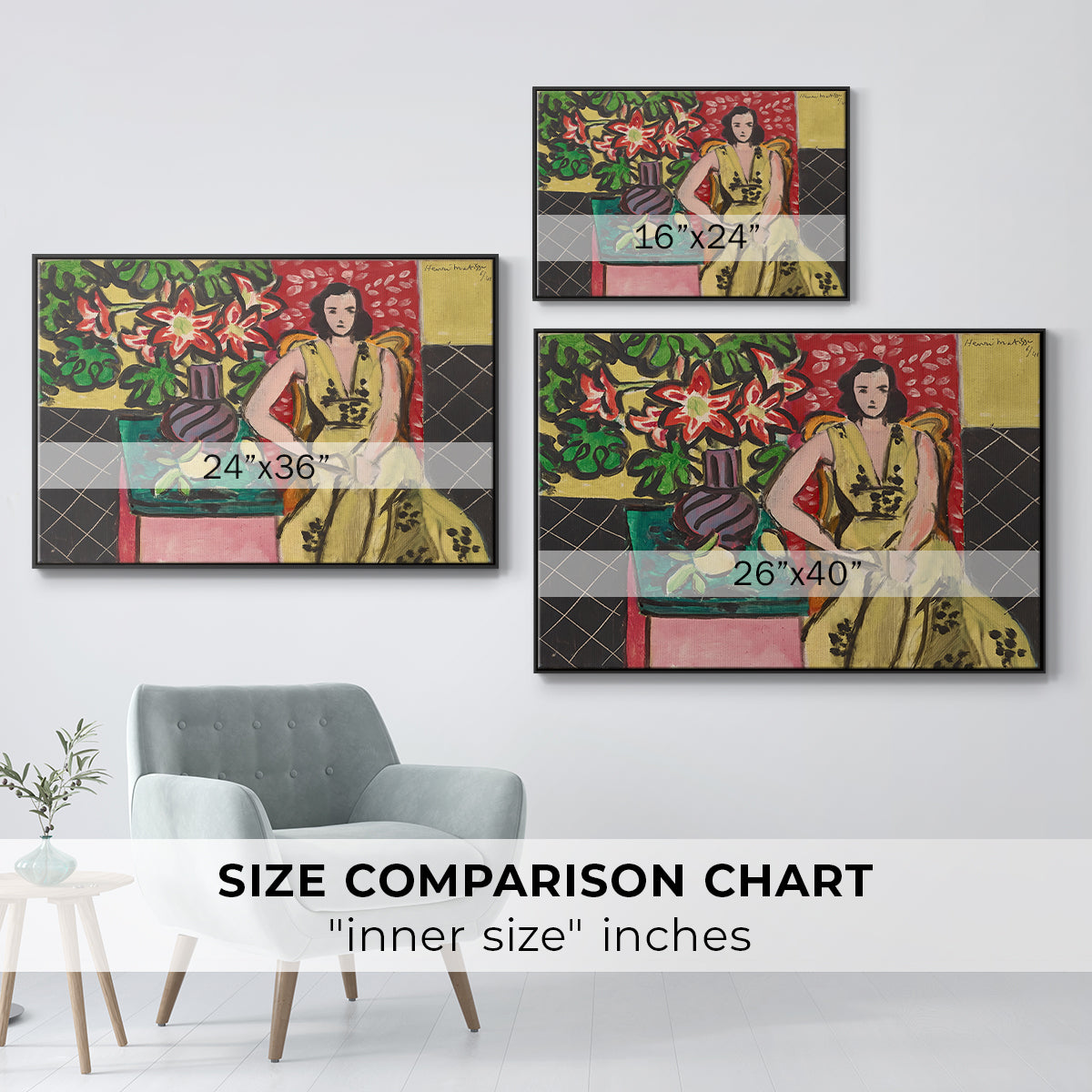 Seated Woman with a Vase of Amaryllis, 1941 - Floater Framed Canvas Print