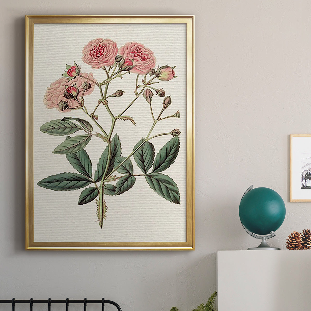 Pink Floral Mix V - Modern Framed Canvas Print