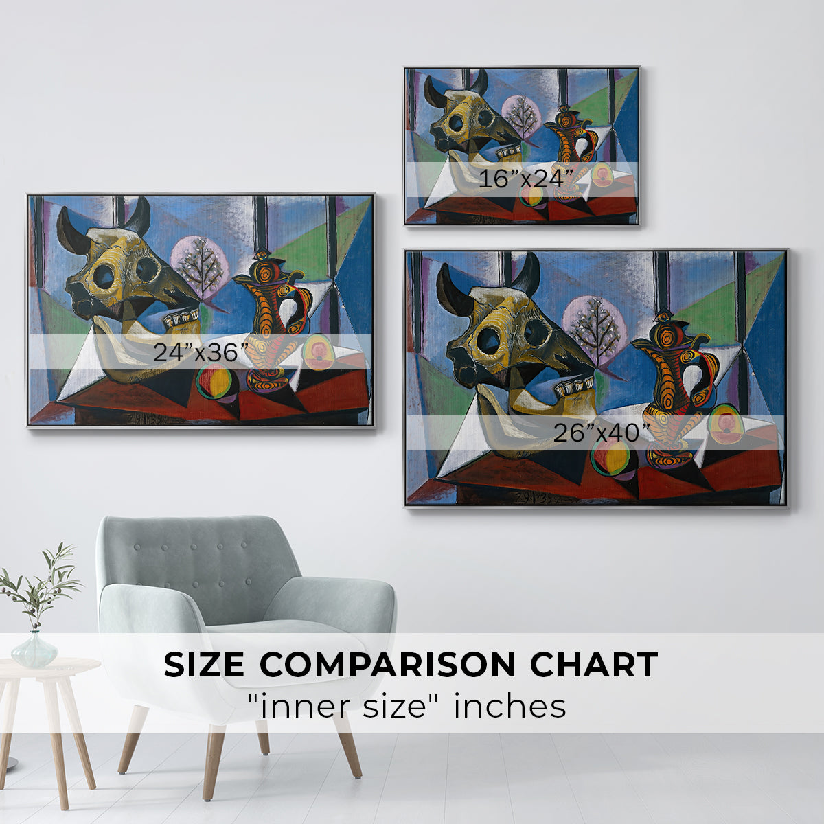 Still Life with Bull's Skull, 1939 - Floater Framed Canvas Print