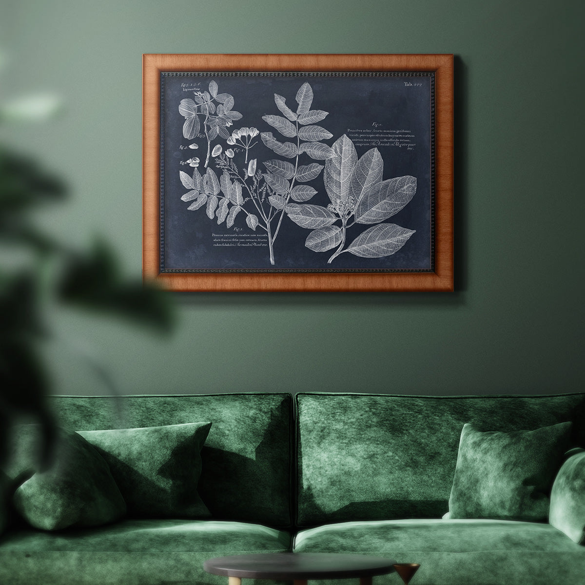 Foliage on Navy V Premium Framed Canvas- Ready to Hang