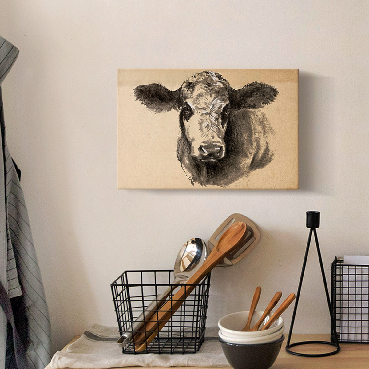 Charcoal Cow I Premium Gallery Wrapped Canvas - Ready to Hang