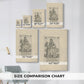 Size comparison chart for canvas art prints, showing multiple size options.