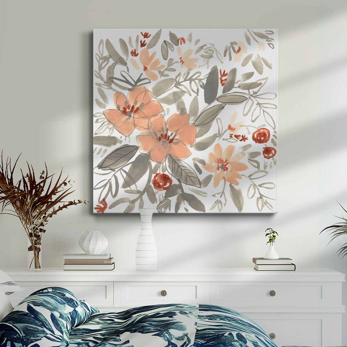 Peach & Rust Blooms I - Canvas Art Print