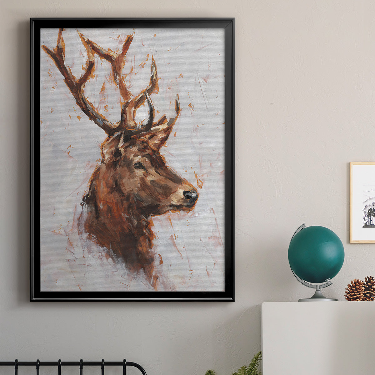 Stag Study II - Modern Framed Canvas Print