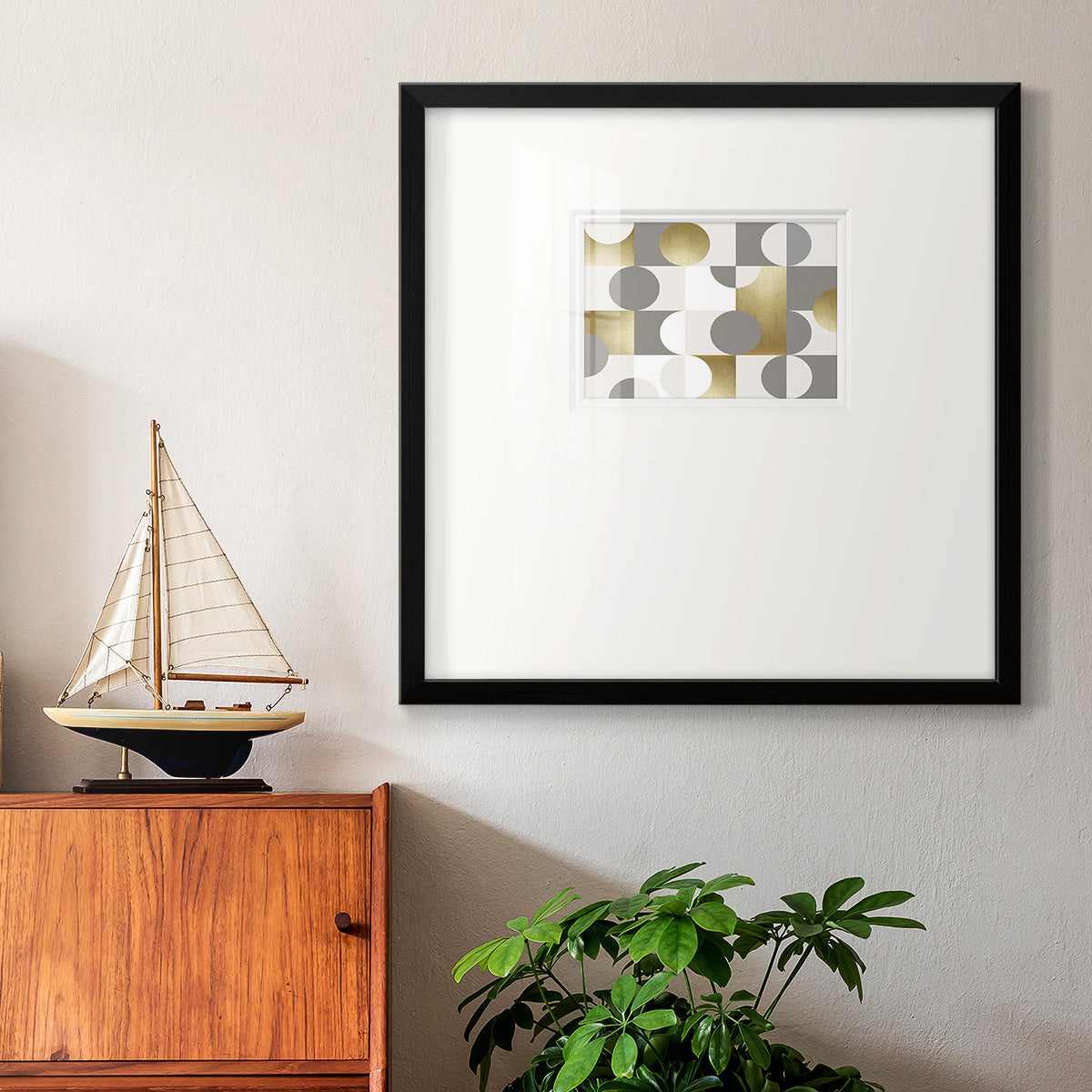 Modern Gold Reflections Premium Framed Print Double Matboard