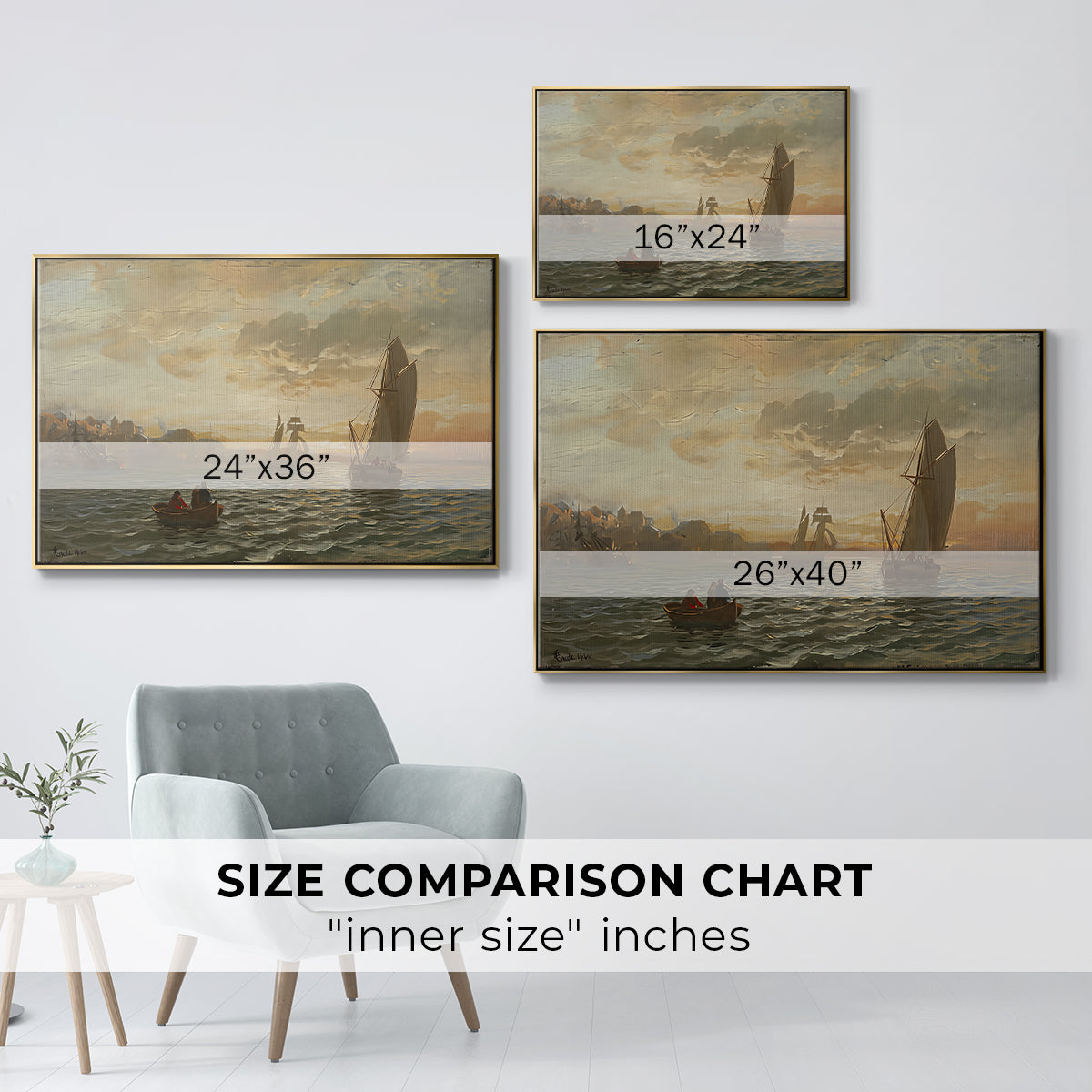 View from the Oslofjord, 1866 - Floater Framed Canvas Print