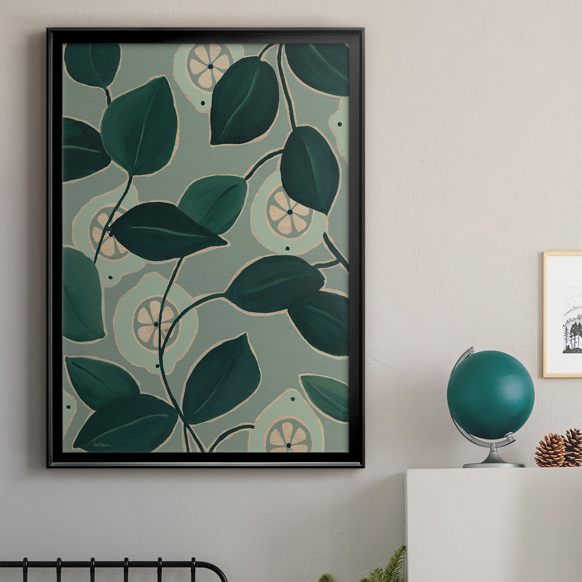Monochrome Limes - Modern Framed Canvas Print
