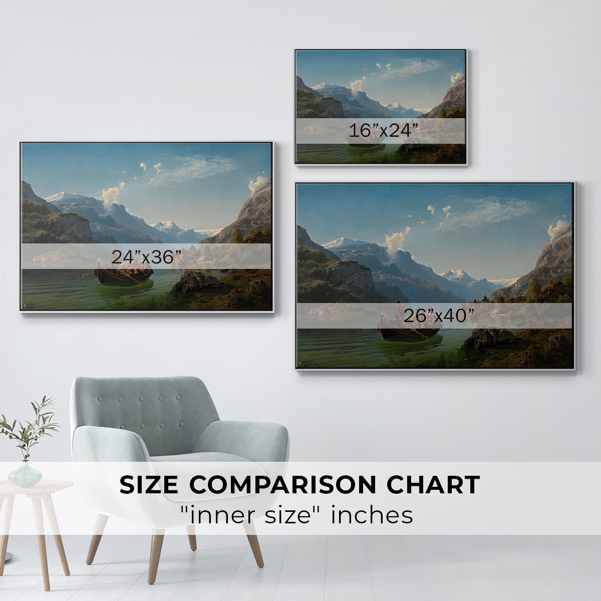 Bridal Procession on the Hardangerfjord, 1848 - Floater Framed Canvas Print