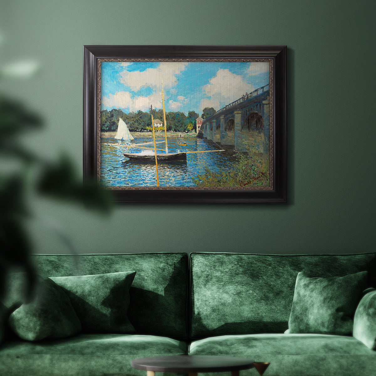 The Road Bridge At Argenteuil - Ornate Framed Canvas Print