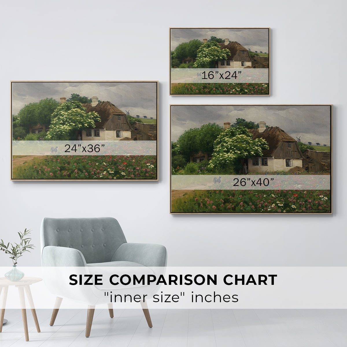 Farmhouse with Meadow Flowers, 1909 - Floater Framed Canvas Print