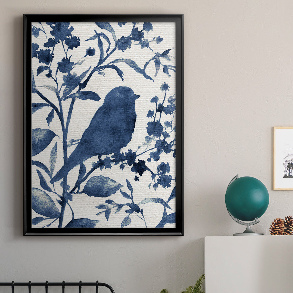 Bluebird Silhouette I - Modern Framed Canvas Print