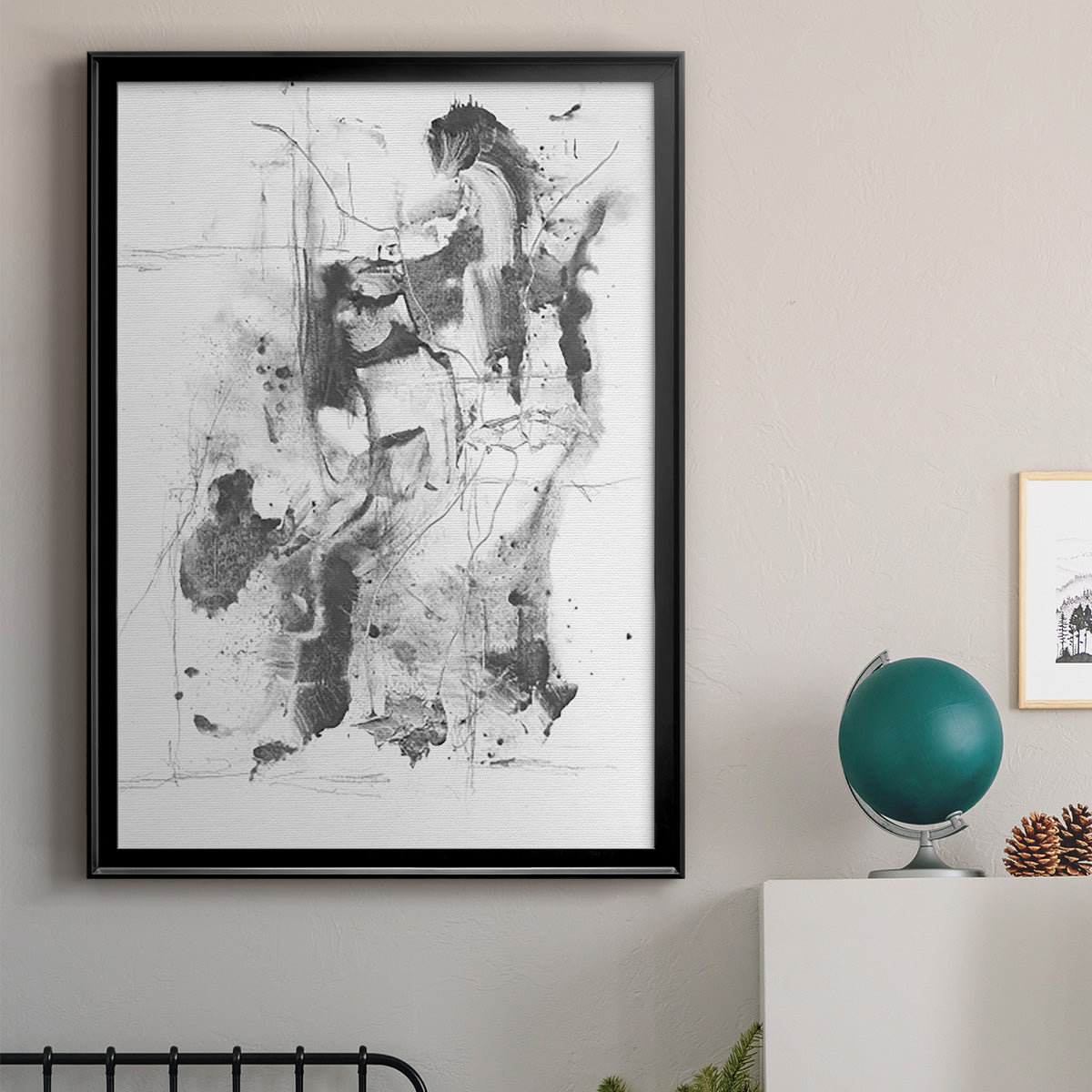 Graphite Abstract I - Modern Framed Canvas Print