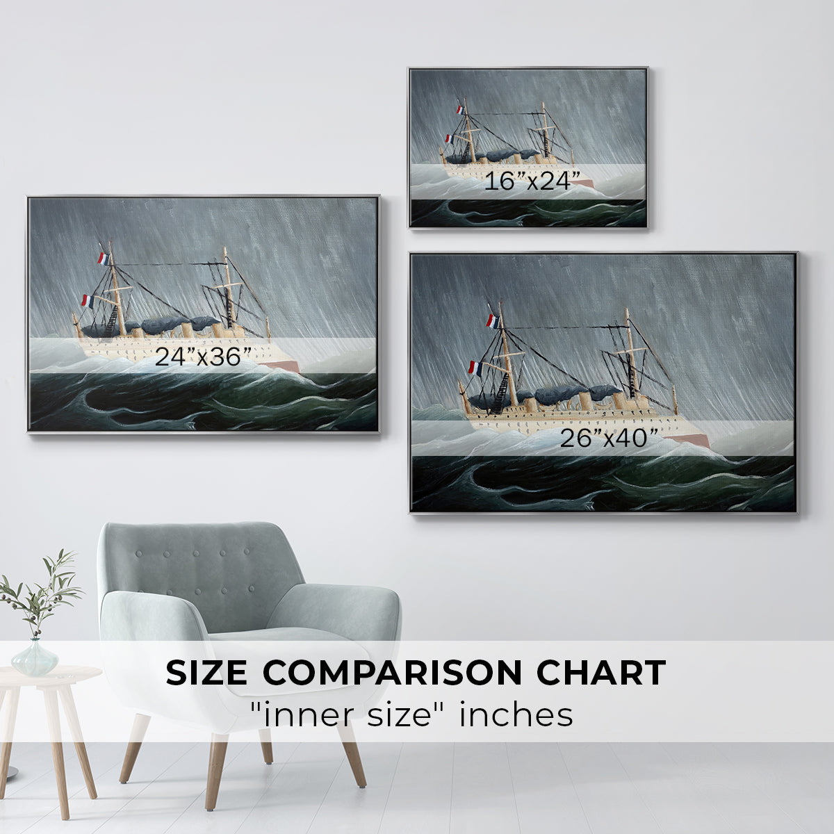 A Ship in the Storm, c. 1899 - Floater Framed Canvas Print