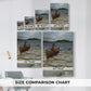 Size comparison chart for canvas art prints, showing multiple size options.