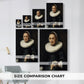 Size comparison chart for canvas art prints, showing multiple size options.