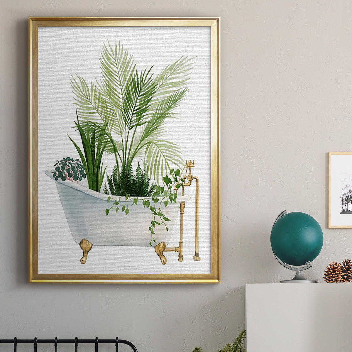 Plant Bath I - Modern Framed Canvas Print